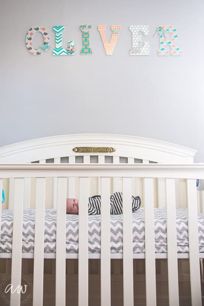 newborn baby in his crib with his name above it in dade city FL