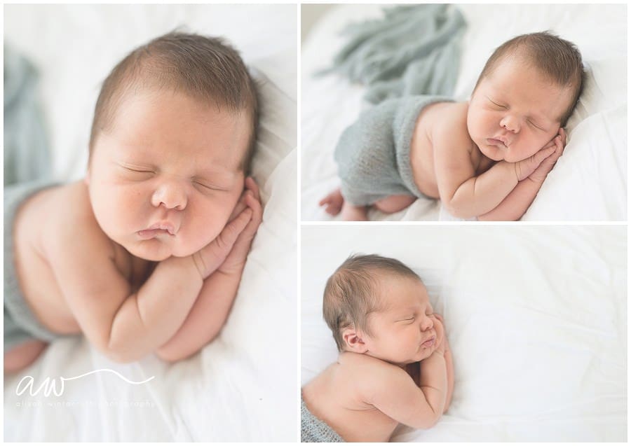 Sweet little boy's face as he sleeps on a all white bed in south tampa fl