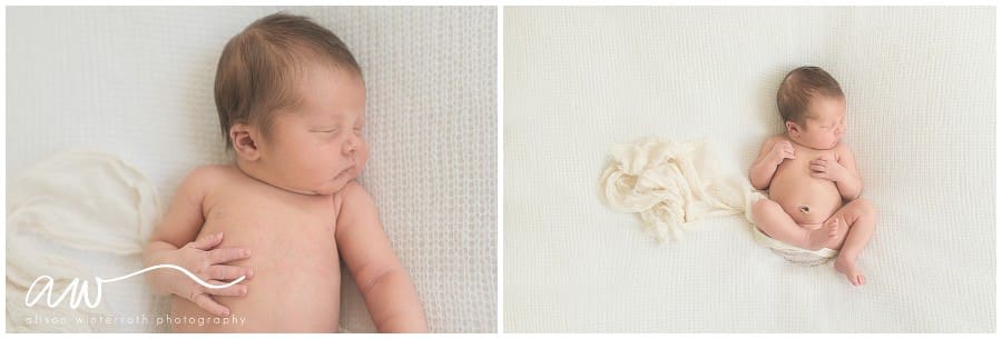 Photographer Alison Winterroth uses negative space to photograph newborn baby in Tampa. 