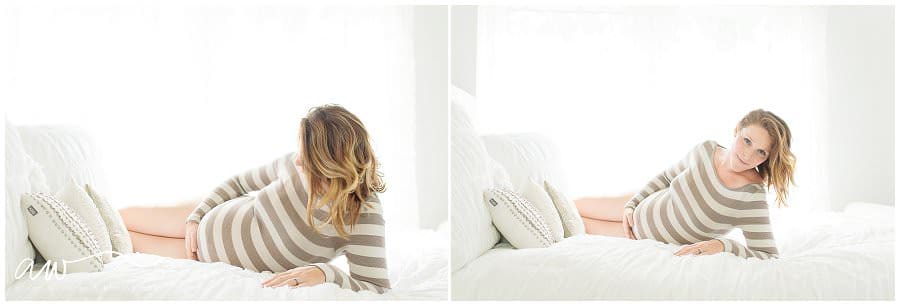 Pregnant mom in Tampa Bay Florida on a bed.