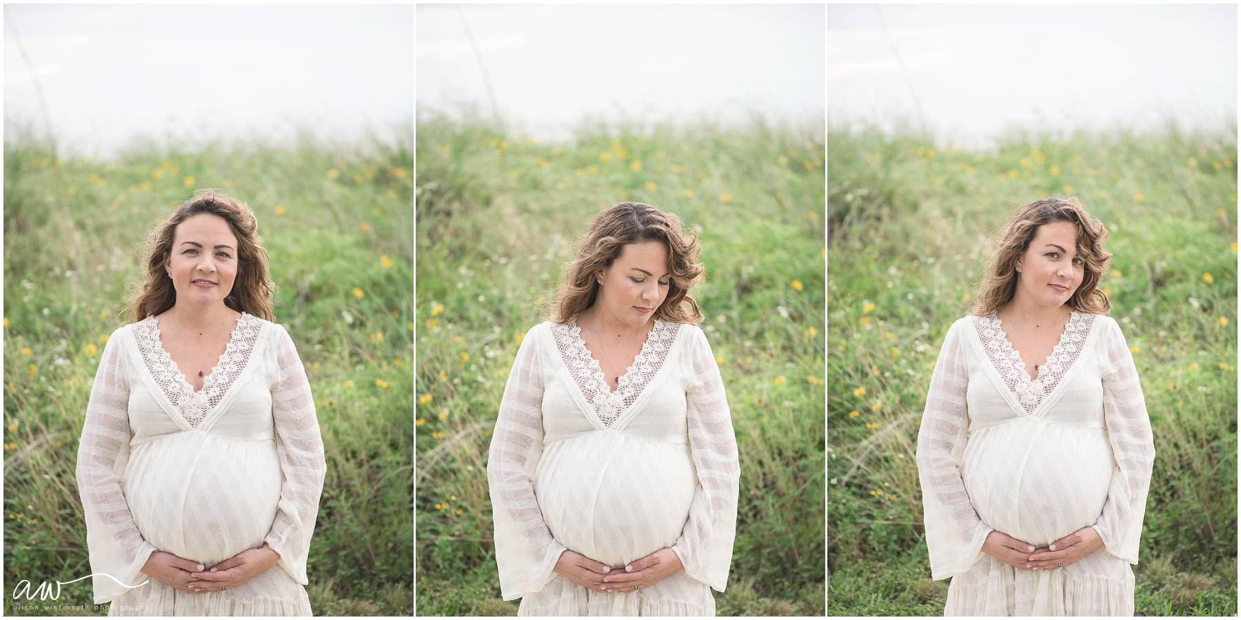 A mother wearing a free people dress