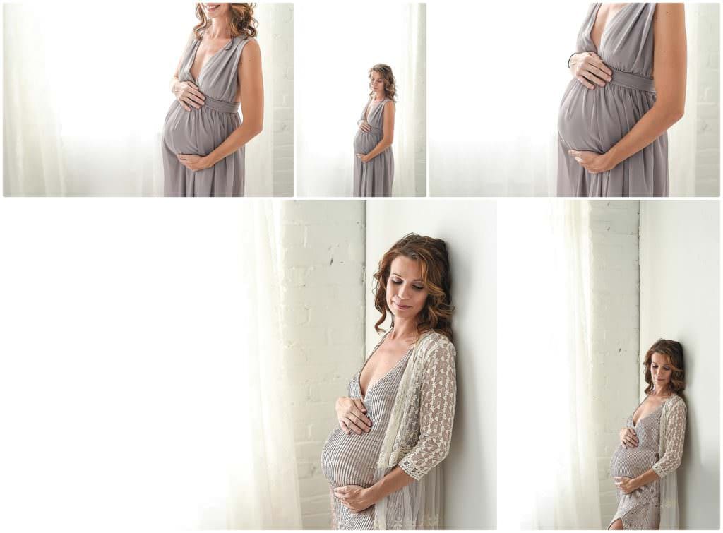 a gorgeous pregnant mom is a sequin dress