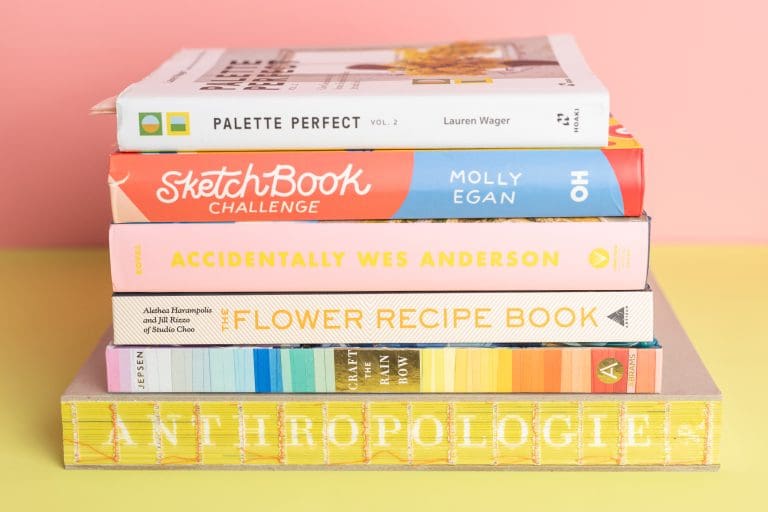 stack of colorful creative books about creativty