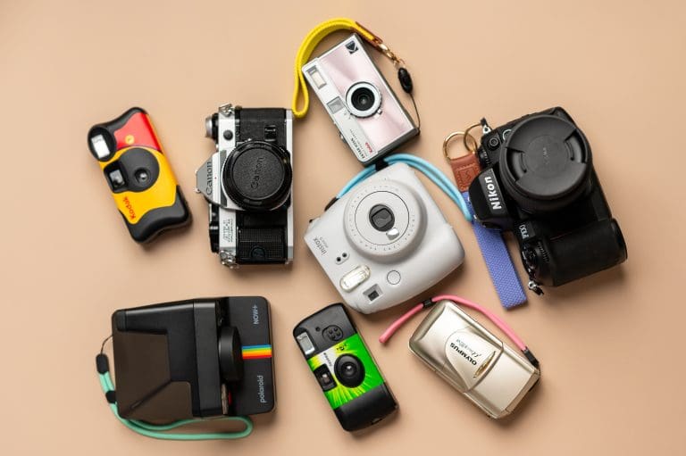 a mix of 35 mm film cameras that are perfect for beginners