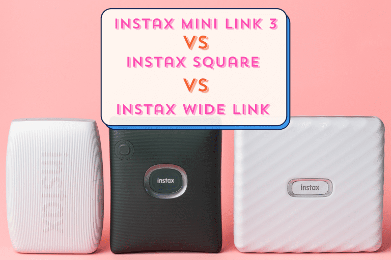 three instant printers the instax mini link 3, instax wide and the instax square link