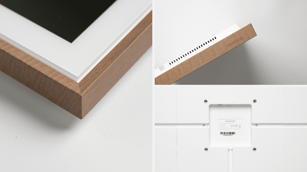 front side and back of the apolosign smart calendar in the wood color