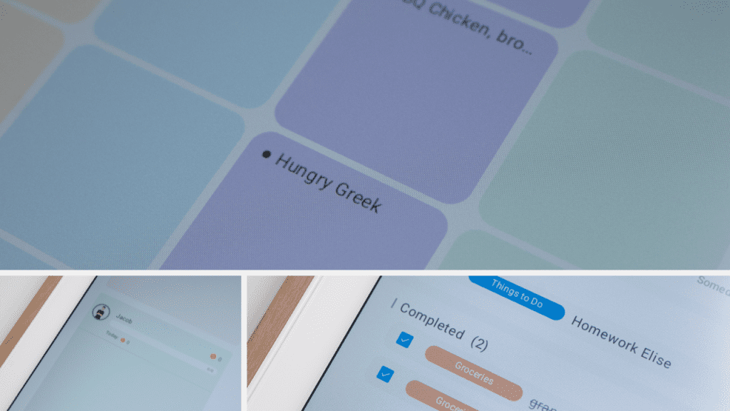 up close of the digital apolosign calendar and meal planning of the