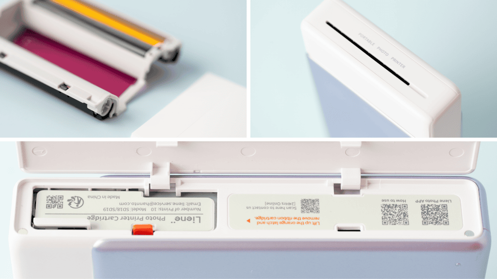 the top, sides and ink cartridge of the liene photo printer