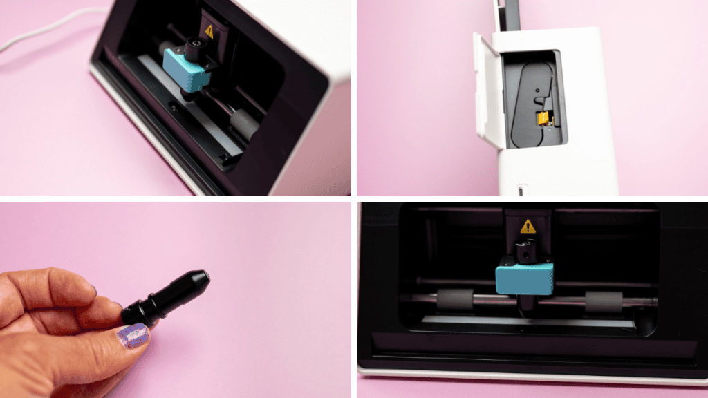 four up close images of the liene pixcut s1 photo and sticker printer and cutter